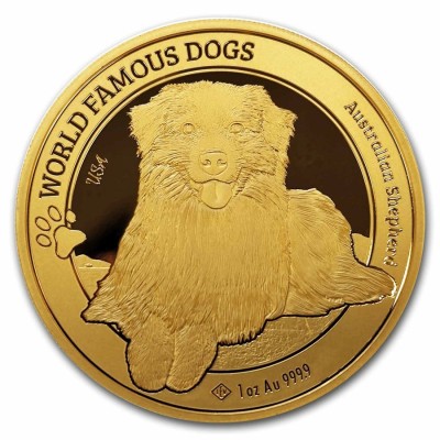 Pasaulinės šunų veislės: Australijos aviganis (2024) 1 oz - auksinė moneta