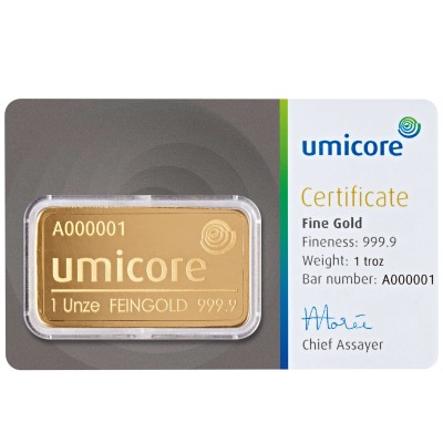 Umicore - 1 oz - investicinis aukso luitas