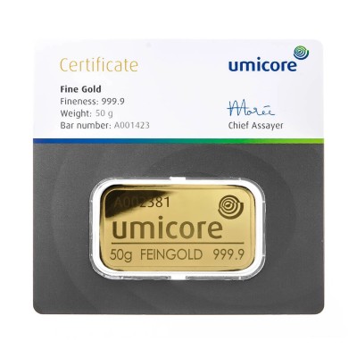 Umicore - 50g - investicinis aukso luitas