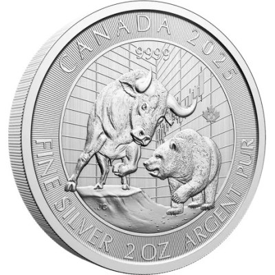 Bulius ir lokys (2025) - 2 Oz - sidabro investicinė moneta