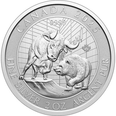 Bulius ir lokys (2025) - 2 Oz - sidabro investicinė moneta