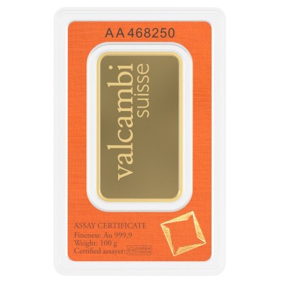 Valcambi 100g - Investicinis aukso luitas (nulietas/išlietas)