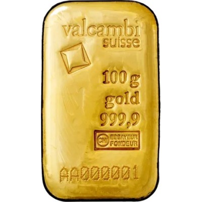 Valcambi 100g - Investicinis aukso luitas (nulietas/išlietas)
