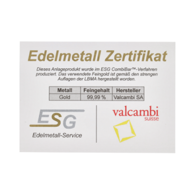 Aukso luitas Valcambi 5x1 g - investicinis aukso luitas