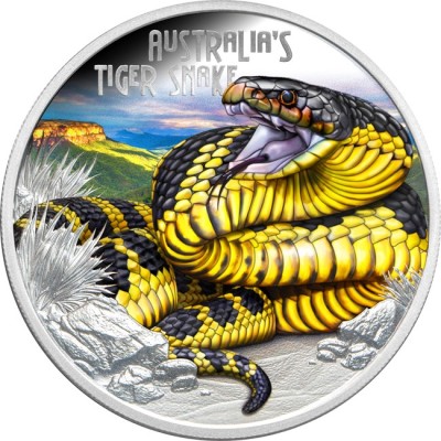 Australijos tigrinė gyvatė - 1 oz sidabro kolekcinė moneta