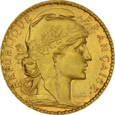 20 frankų - 6,45 g - auksinė investicinė moneta