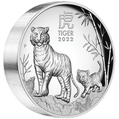 Australijos Mėnulio tigras - 5 oz - Sidabrinė kolekcinė moneta