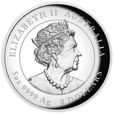 Australijos Mėnulio tigras - 5 oz - Sidabrinė kolekcinė moneta