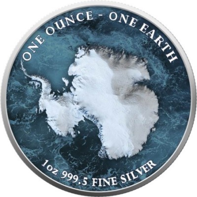 Žemė - 1 oz - Antarktida - Sidabrinė kolekcinė moneta