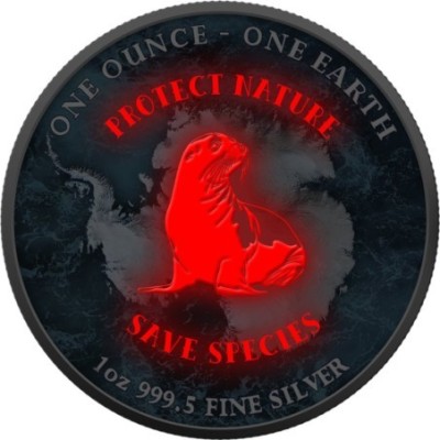 Žemė - 1 oz - Antarktida - Sidabrinė kolekcinė moneta