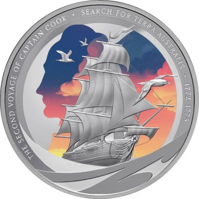 Kapitonas Kukas - Antroji kelionė - 1 Oz kolekcinė sidabro moneta