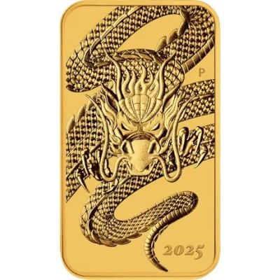 Drakonas stačiakampio formos (2025) - 1 Oz - Auksinė moneta