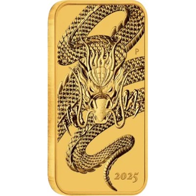 Drakonas stačiakampio formos (2025) - 1 Oz - Auksinė moneta