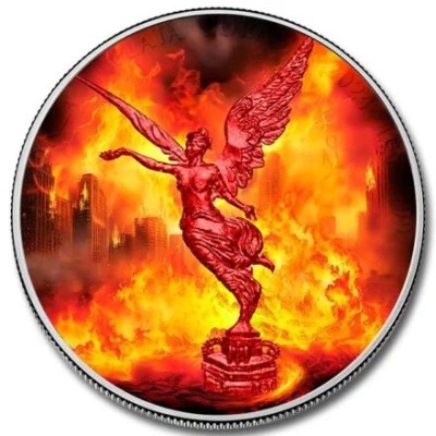 Meksika Libertad - Gamtos jėgos - Ugnis - 1 oz - Sidabrinė kolekcinė moneta