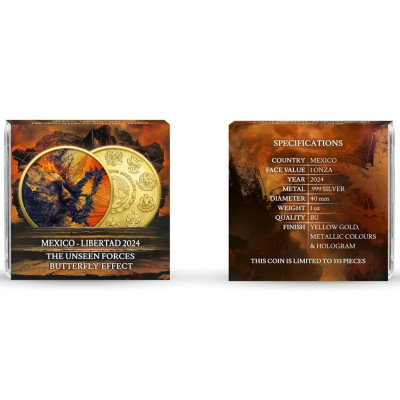 Meksika Libertad - Drugelio efektas (2024 m.) - 1 oz - Sidabrinė kolekcinė moneta