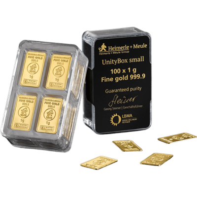 Heimerle + Meule Unity Bar 100 x 1 g - investicinis aukso luitas