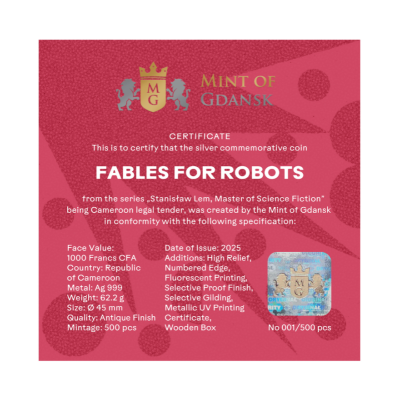 Stanislaw Lem - Fables for Robots - 2 Oz - Silver Collector Coin