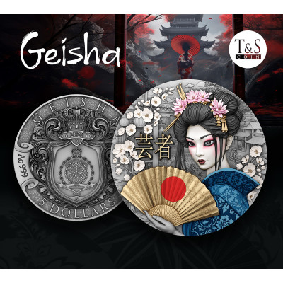 Geiša - 2 oz - Sidabrinė kolekcinė moneta