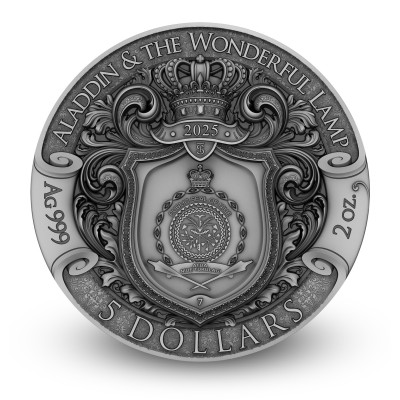 Aladinas ir stebuklingoji lempa - 2 oz - Sidabrinė kolekcinė moneta