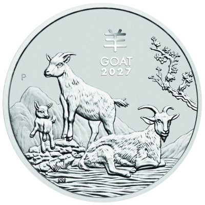 „Lunar Goat“ (2027) – 1 kg – sidabrinė investicinė moneta